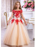 Short Sleeves Lace Tulle Keyhole Back Flower Girl Dress